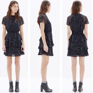 Madewell Radiant Ruffle Tiered Leopard Print Inkspot Mini Dress